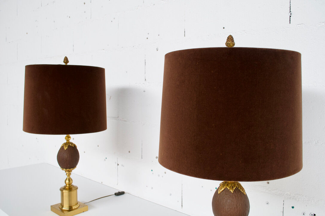 PAIR OF GILDED METAL LAMPS  70'