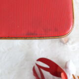 Bistro chair with bars of the 50s in wood and imitation red leather