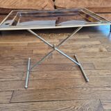 Coffee table with amber Bakelite top, turtle pattern, Vintage 70's