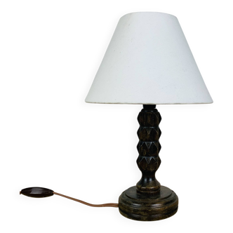Vintage brutalist wooden lamp