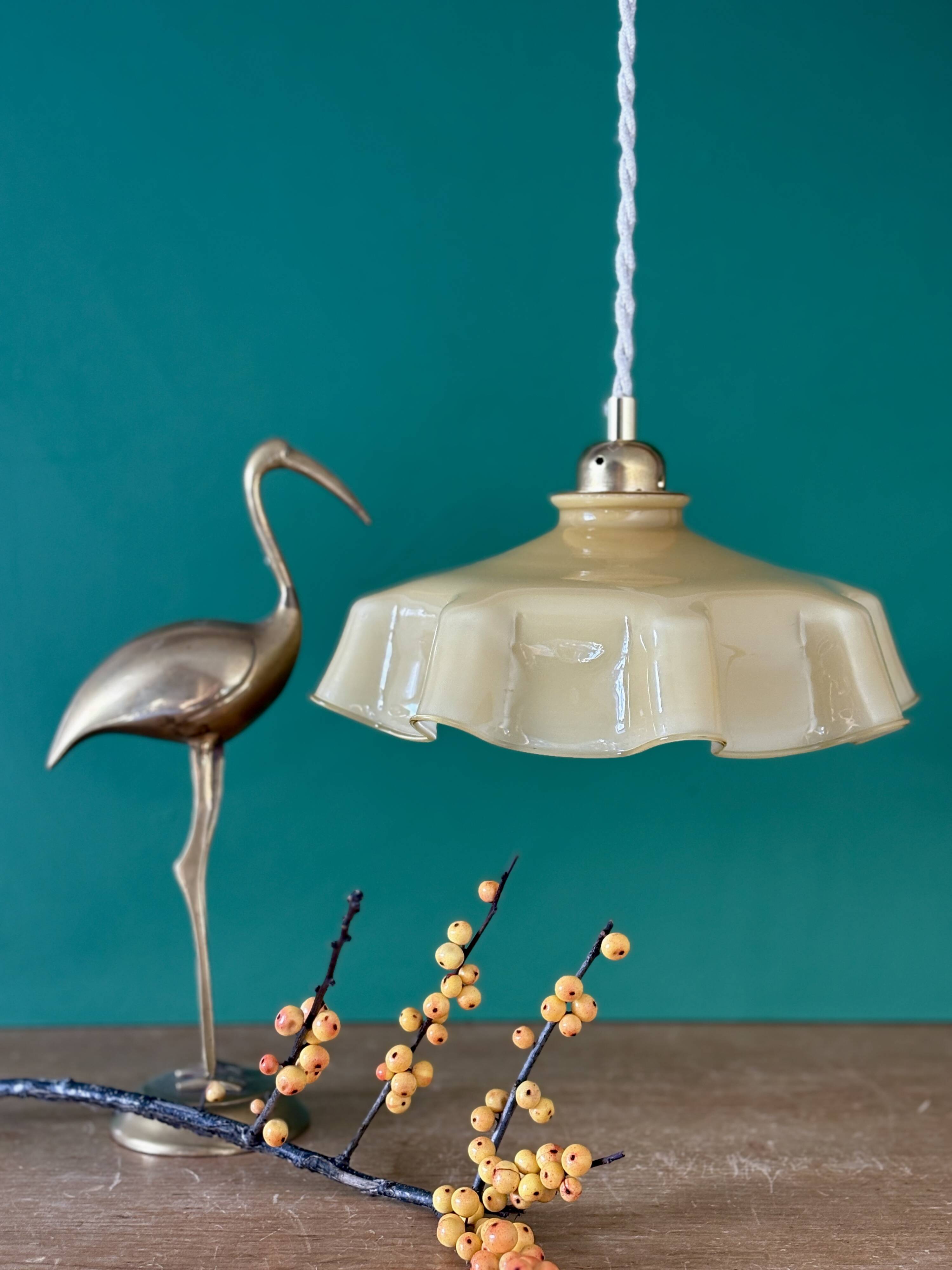 Vintage yellow opaline pendant light