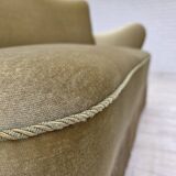 1960s, Danish 2-seater sofa, green furniture velour, beech wood legs.