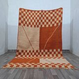 Traditional orange handwoven Berber rug, size 140 x 260 cm