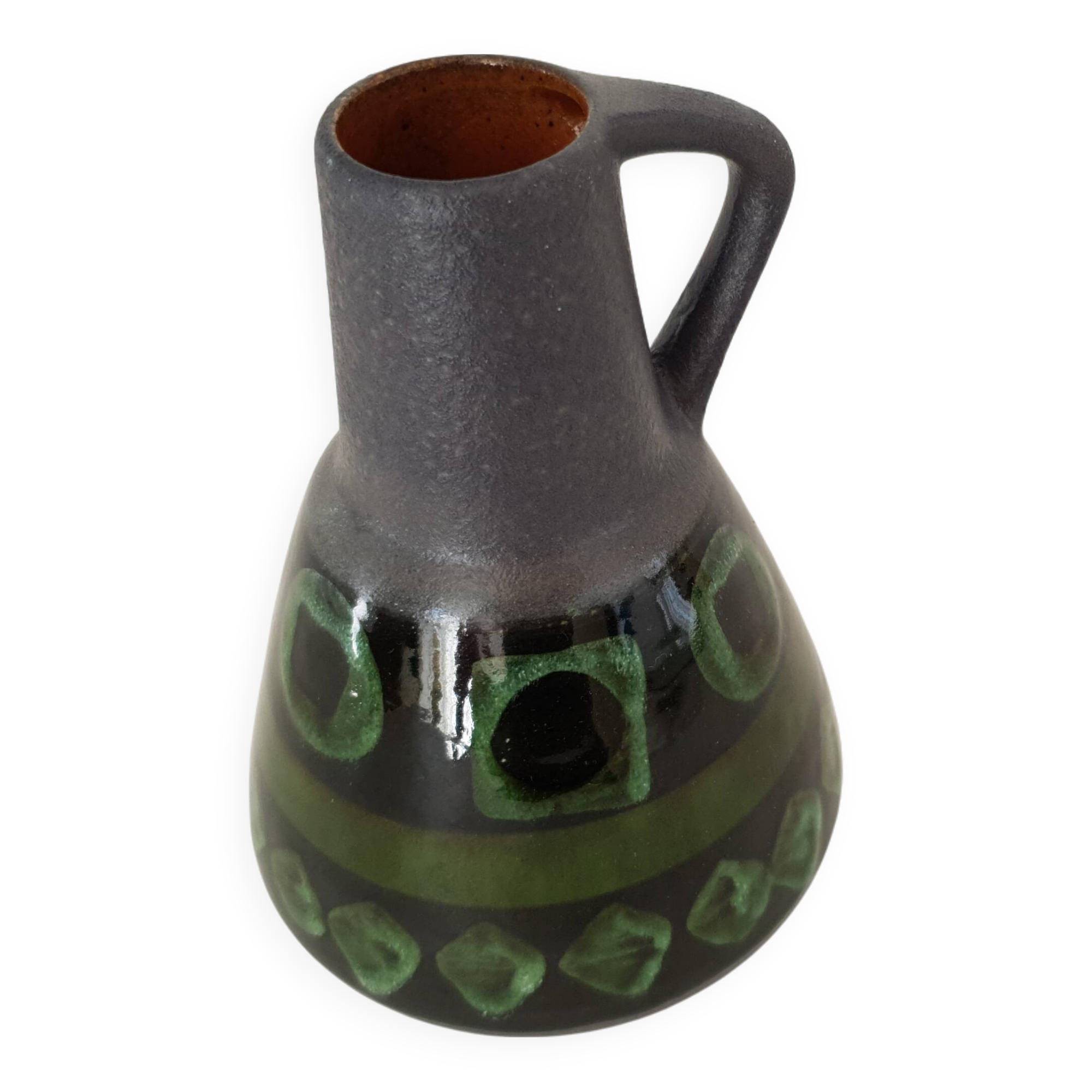 Ceramic vase decoration geometric shapes green / black