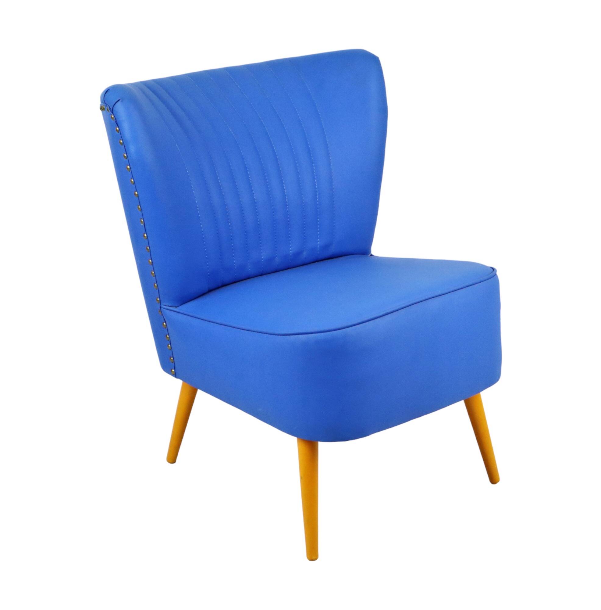 Expo 58 Armchair Seat Replica Blue Vintage Conical 72cm