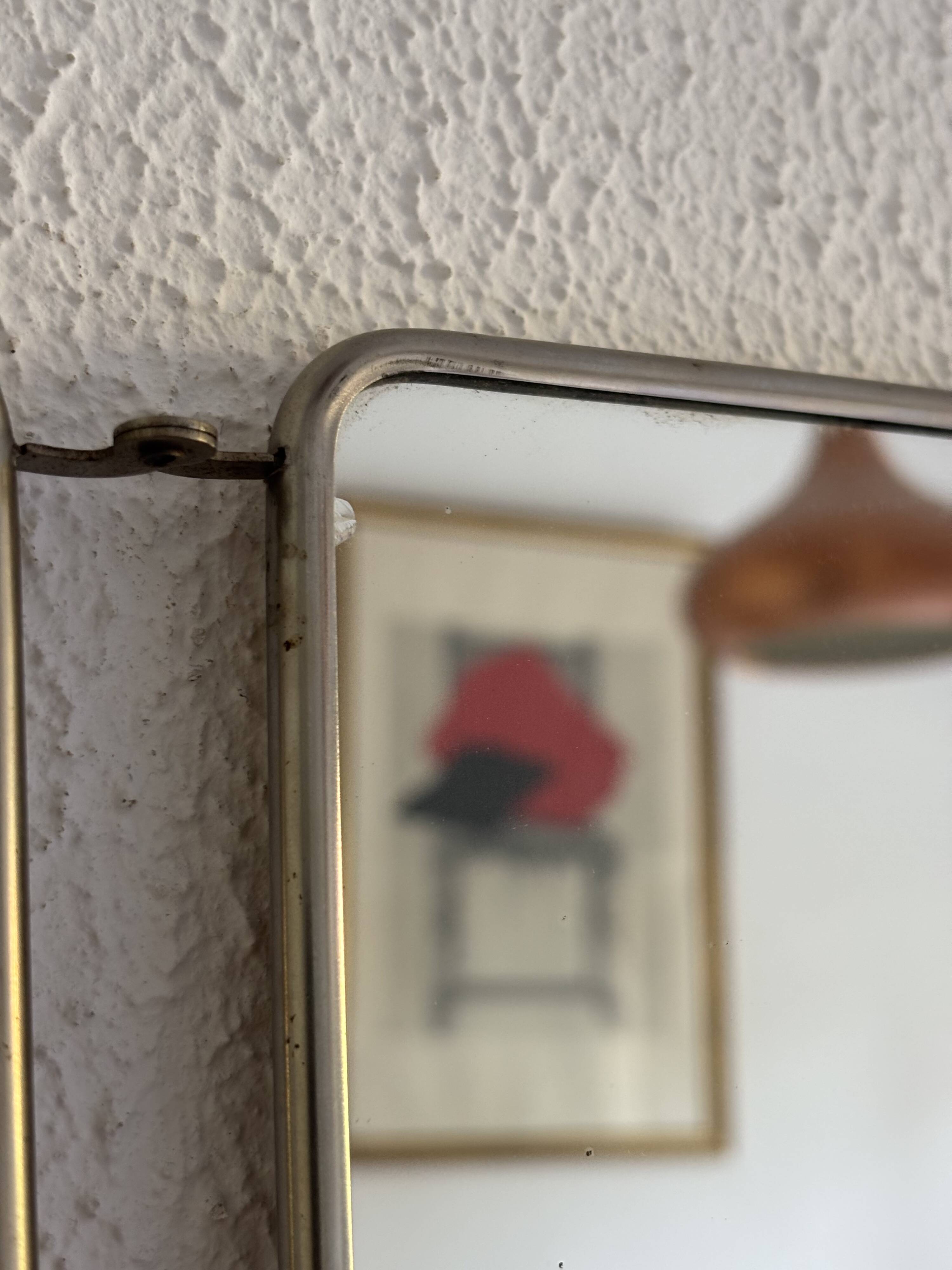 Vintage 1960 triptych barber mirror ivory quilted - 21 x 50 cm