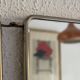 Vintage 1960 triptych barber mirror ivory quilted - 21 x 50 cm