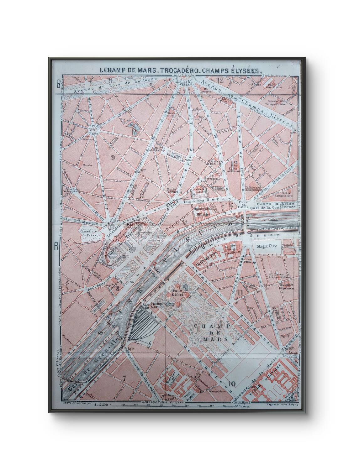 Paris, Champ de Mars, ancien plan, imprimé en 1914.