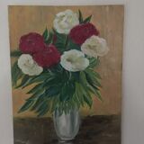 Painting on panel flowers in a vase