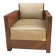 Rare Slezak club chair in solid walnut, Art Deco period
