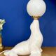Vintage seal lamp in white ceramic and opaline.