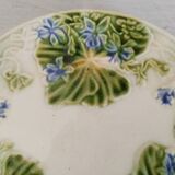 Antique Barbotine Plate Floral Decor and Green Foliage