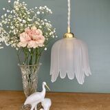 Vintage frosted glass tulip pendant light