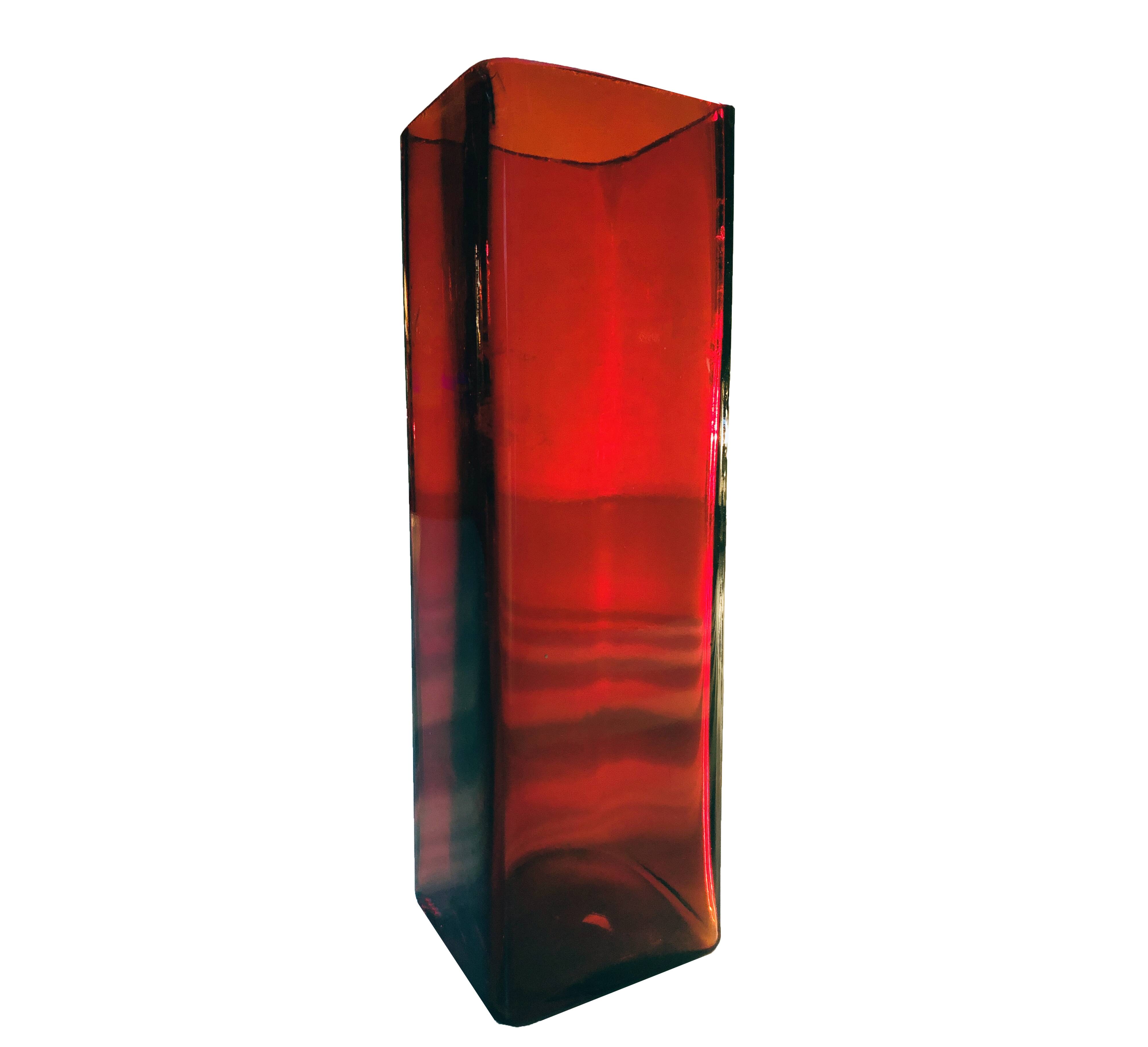 Vintage vase • red glass • 1970's