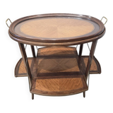 Folding tea table in marquetry wood - removable top