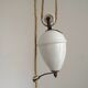 Vintage French Rise & Fall Counterbalance Ceiling Light Opaline Glass Shade
