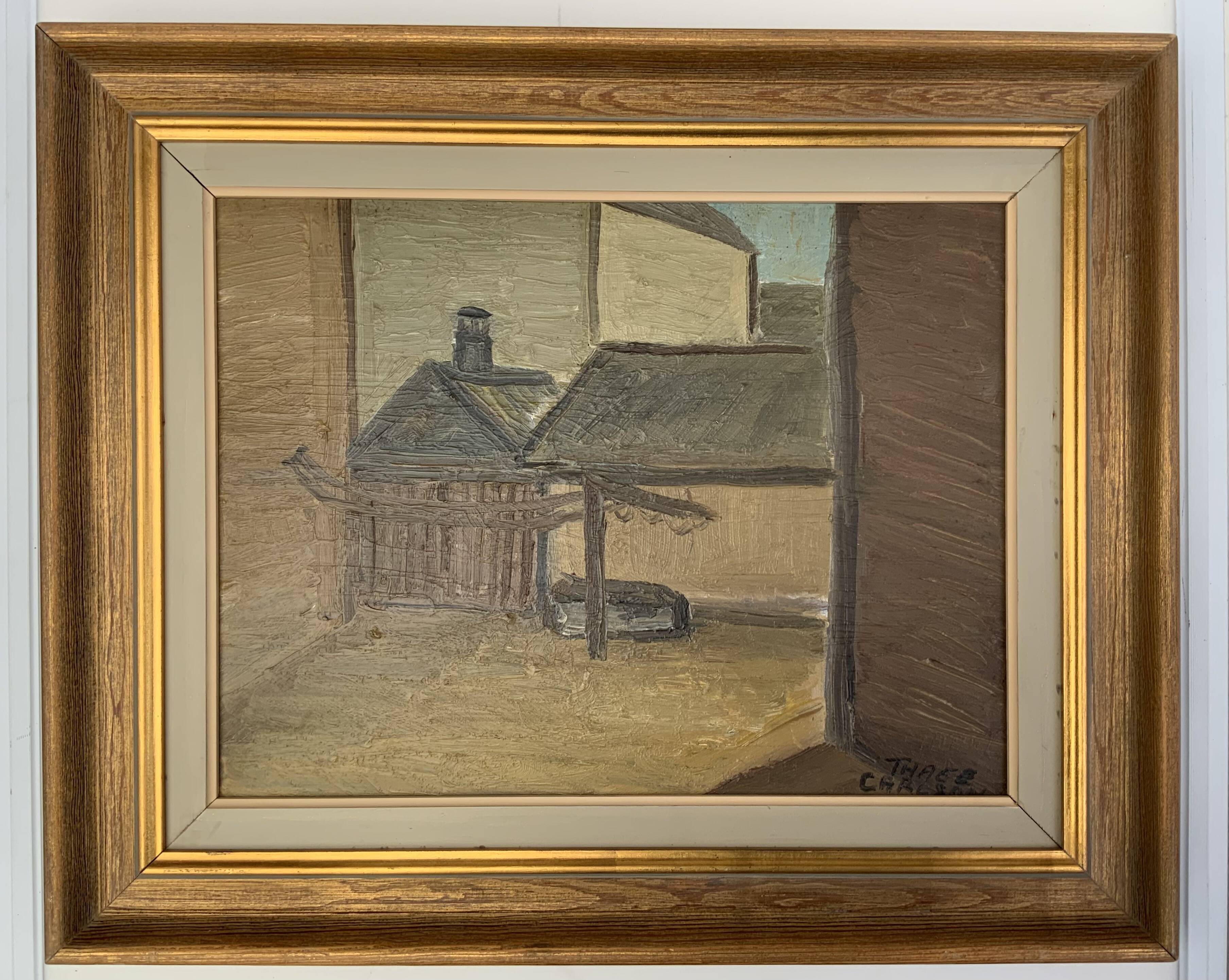 Modernism Mid-20th century Oil Painting Cityscape  by Thage Carlson 1960s