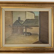 Modernism Mid-20th century Oil Painting Cityscape  by Thage Carlson 1960s