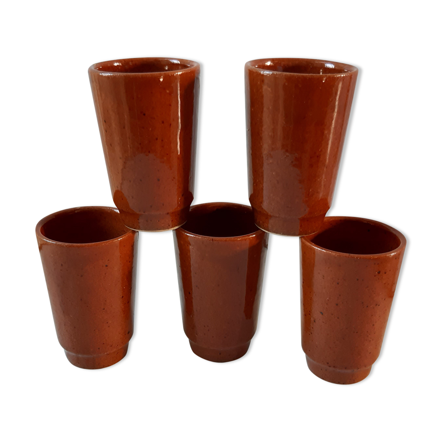 Set of 5 sandstone glasses Digoin Sarreguemines 70s