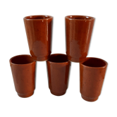 Set of 5 sandstone glasses Digoin Sarreguemines 70s