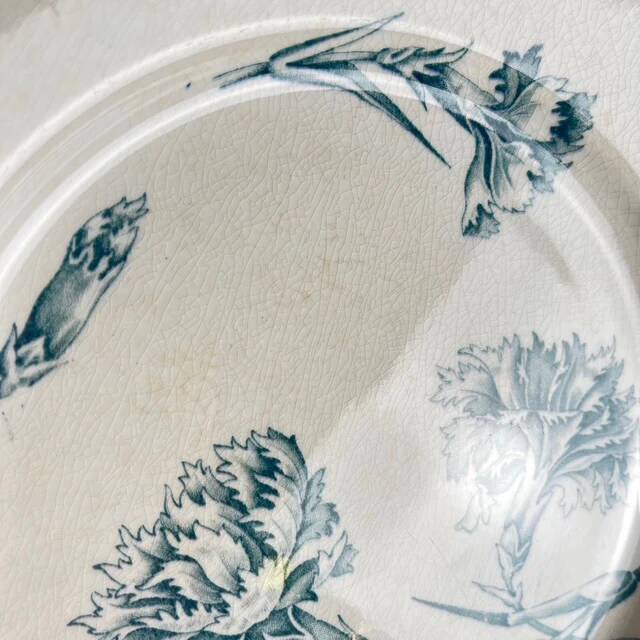 Set of 6 flat plates model "Oeillet", KG Lunéville, ironstone, 19th century
