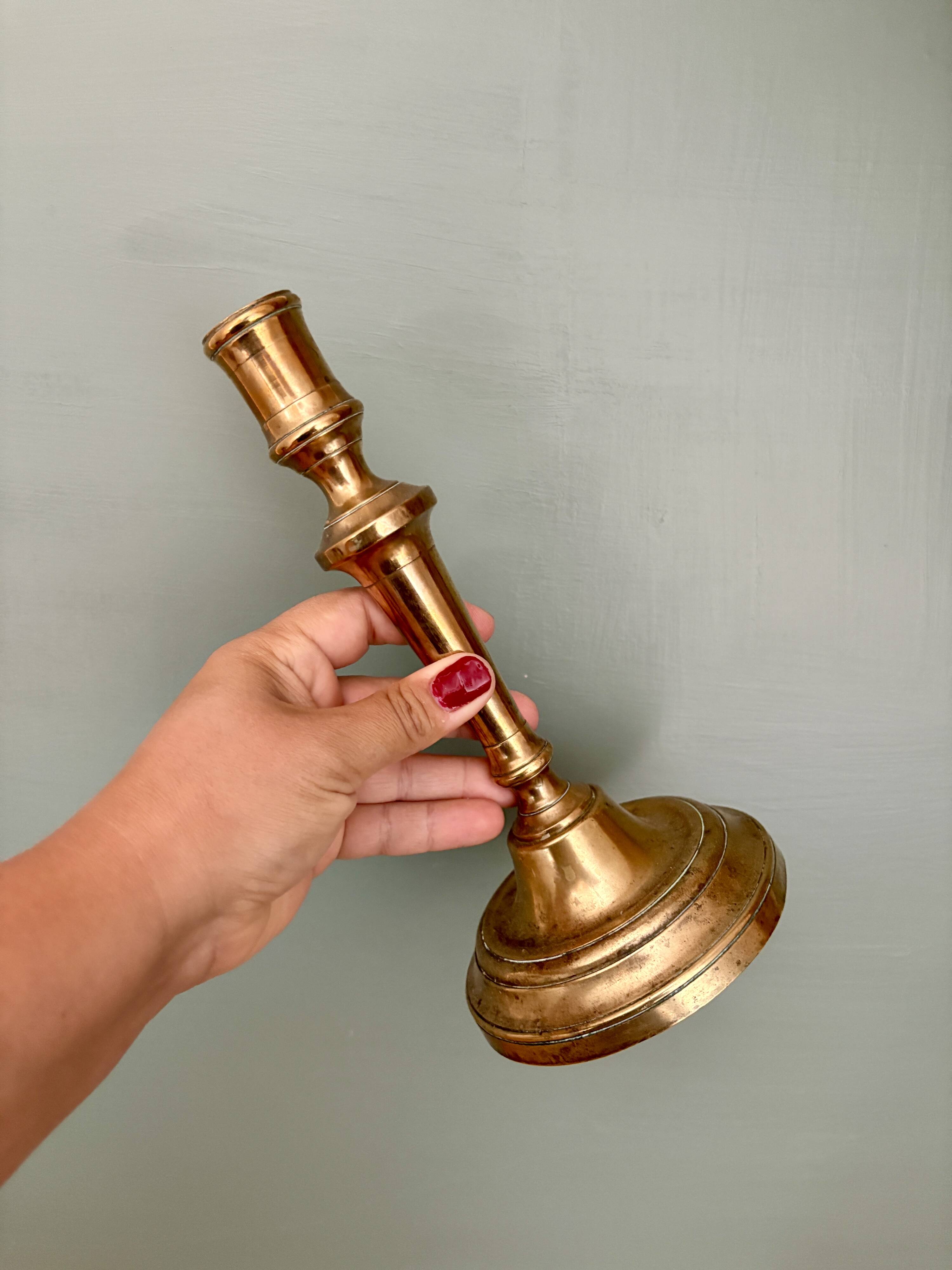 Antique brass candlestick (C1)