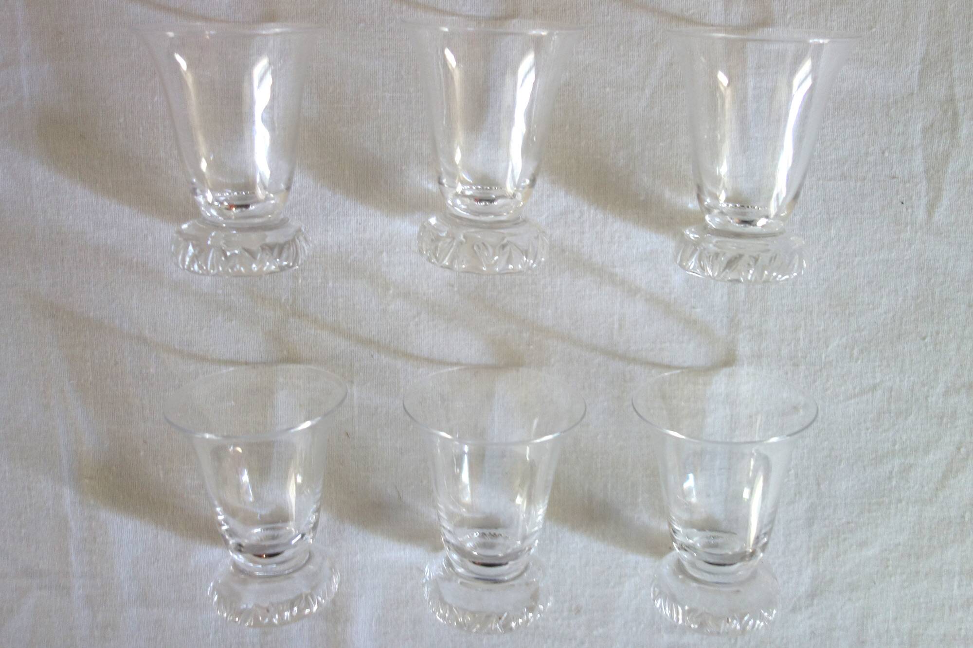 6 Daum digestif glasses, Kim model, mid-20th century