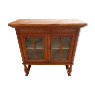 Atypical display cabinet in solid cherry wood with two doors