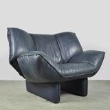 Leolux / vintage "tango" armchair in blue leather / jan armgardt / 1980s netherlands