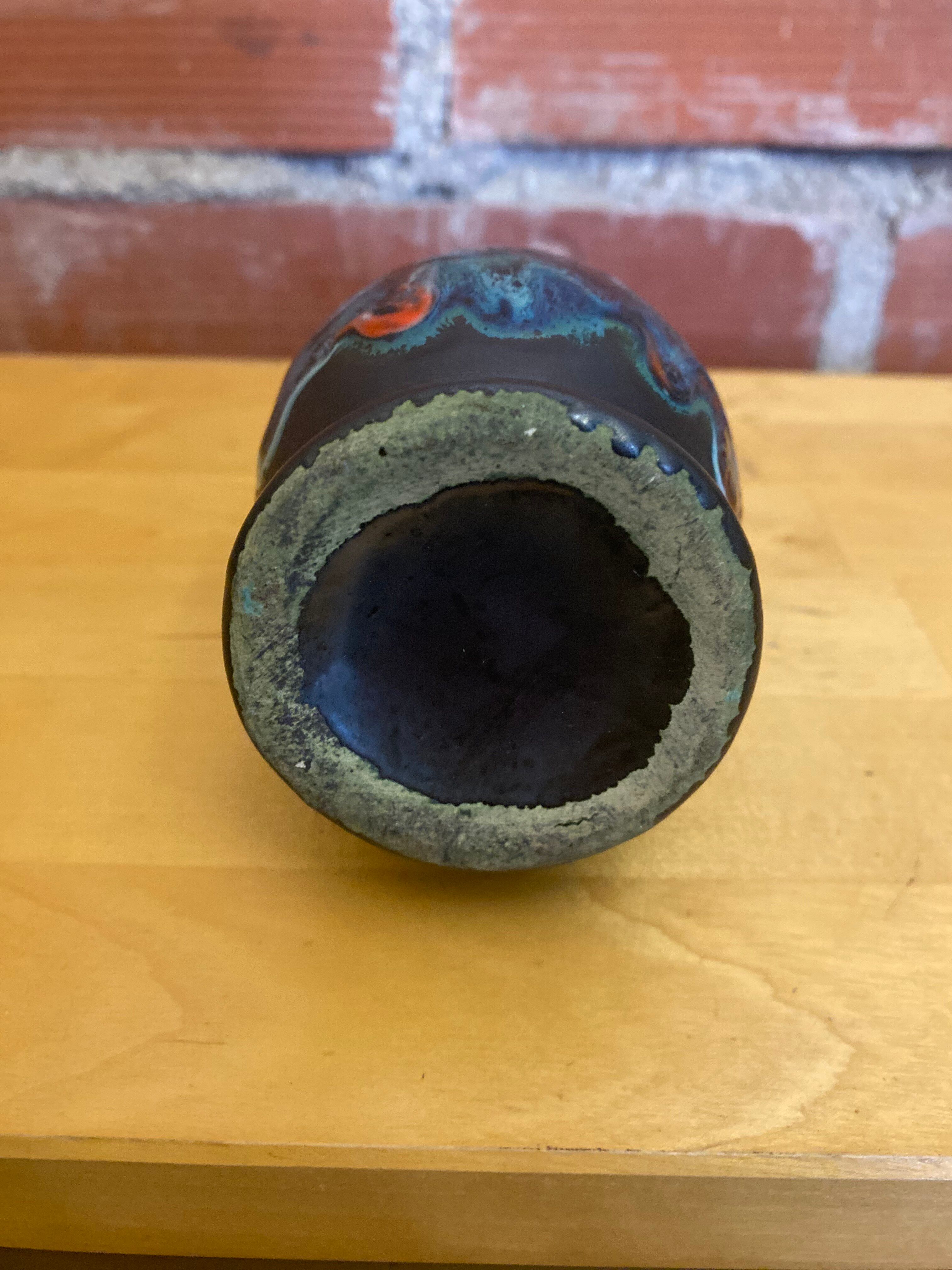 Vintage polychrome ceramic soliflore vase in the old style vallauris