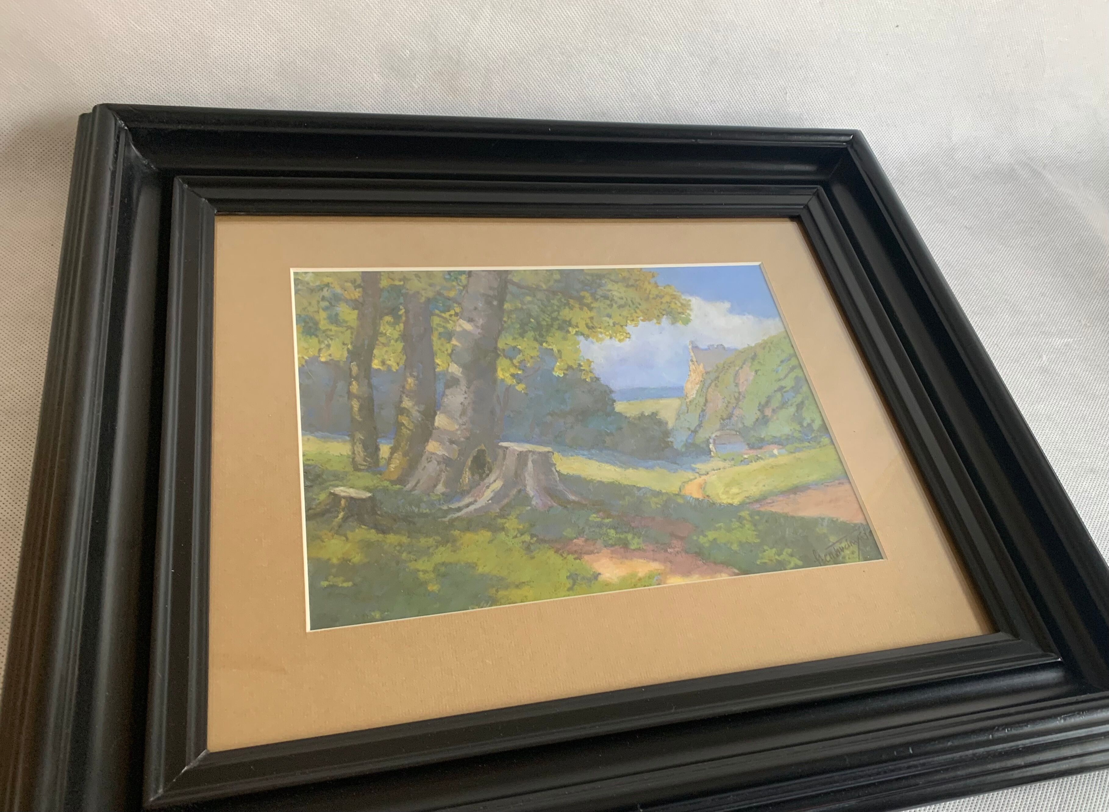 Landscape, watercolor painting 1940er