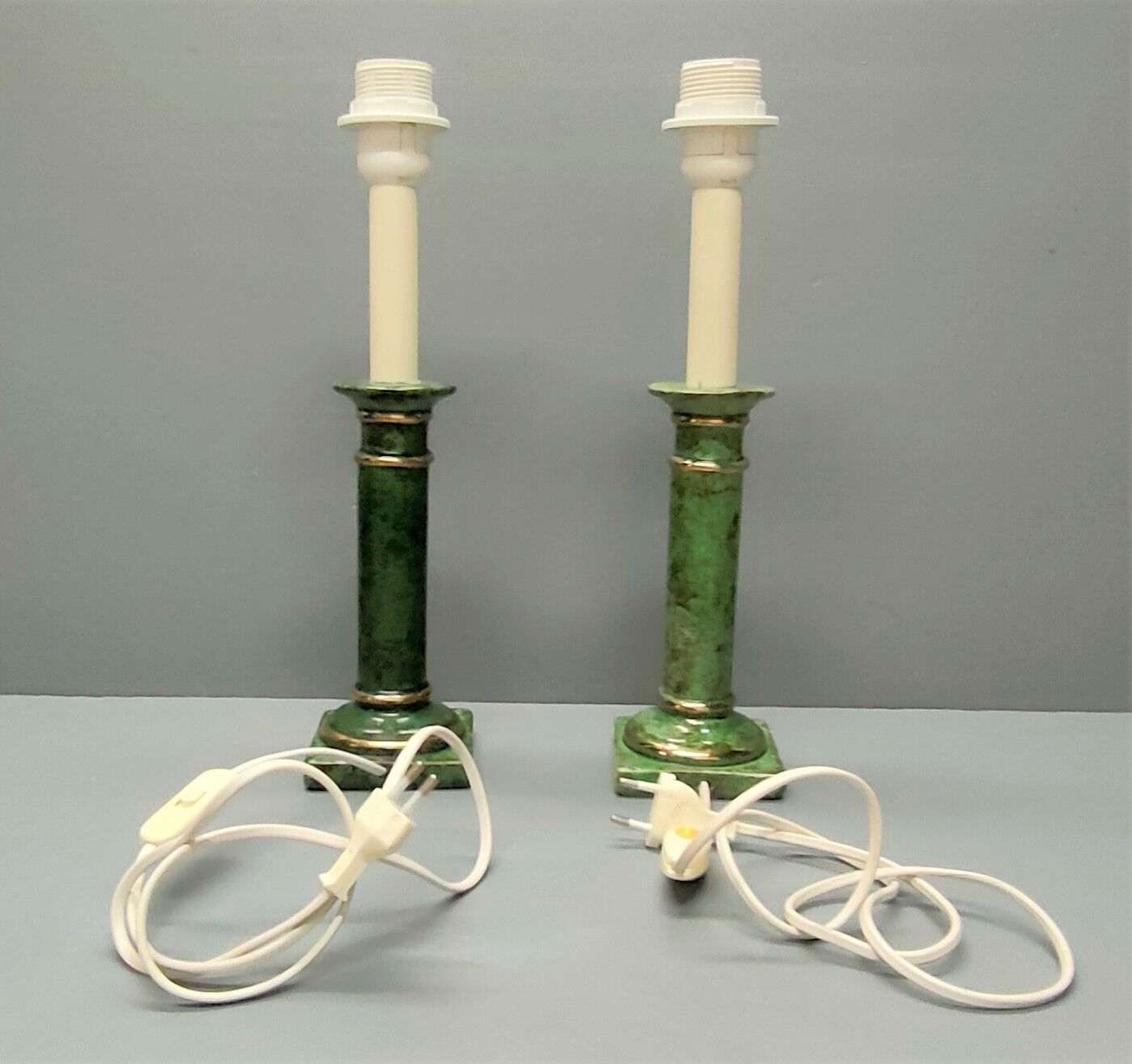 Pair of table lamps in the taste of antique marble columns, 1980s, France