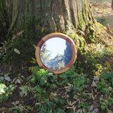 Vintage rattan round mirror 38cm