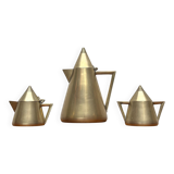 Metal Art Deco teapot, sugar bowl, milk jug, 1960s, set of 3
