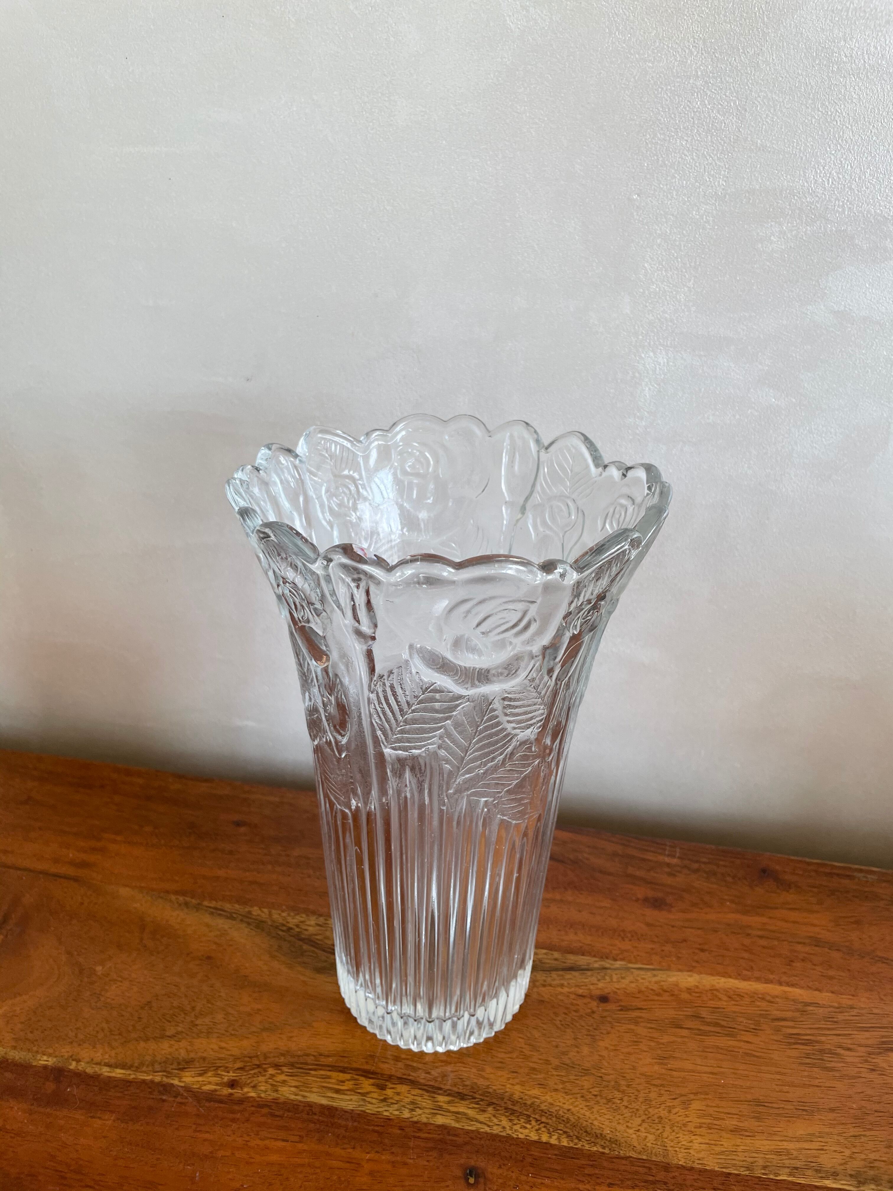 Cast glass vase Borgonovo Italy pink decoration