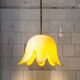 Floral pendant lamp in yellow Murano glass by Leucos, 1970s.