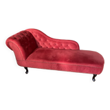 Chesterfield daybed in raspberry red velvet left side