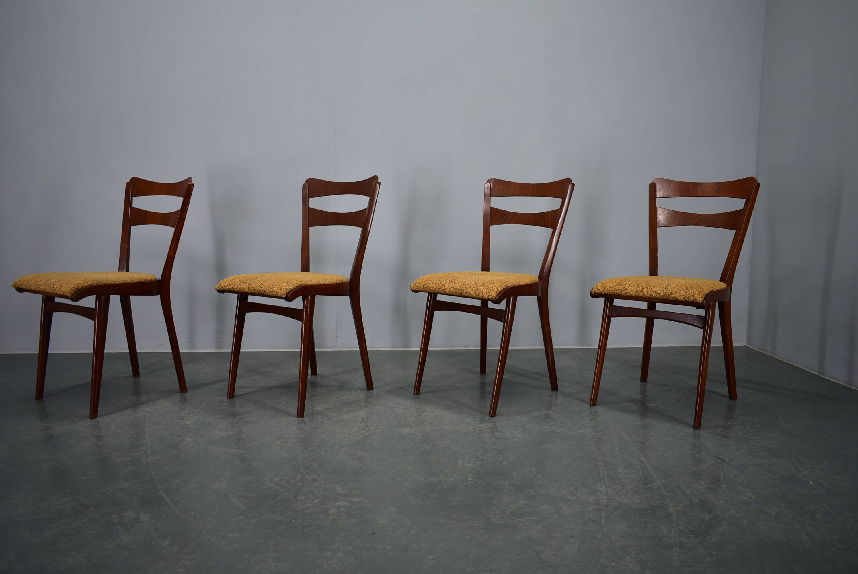 Vintage walnut dining chairs by Mier Topolcany, Czechoslovakia, 1960s, set of 4