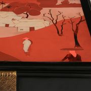 Set de trois tables gigognes décors asiatique bois noirci vers 1920