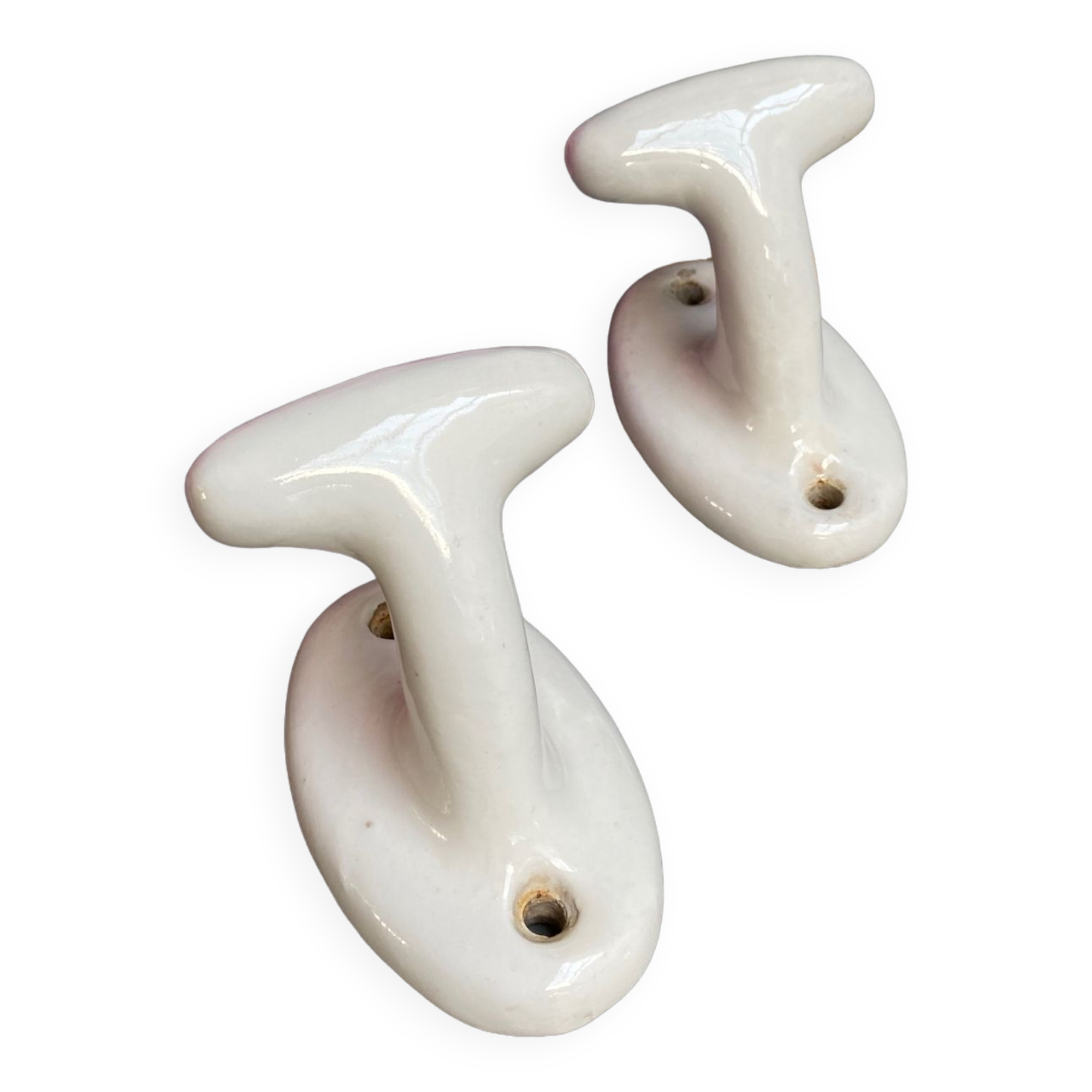 Pair of porcelain hooks