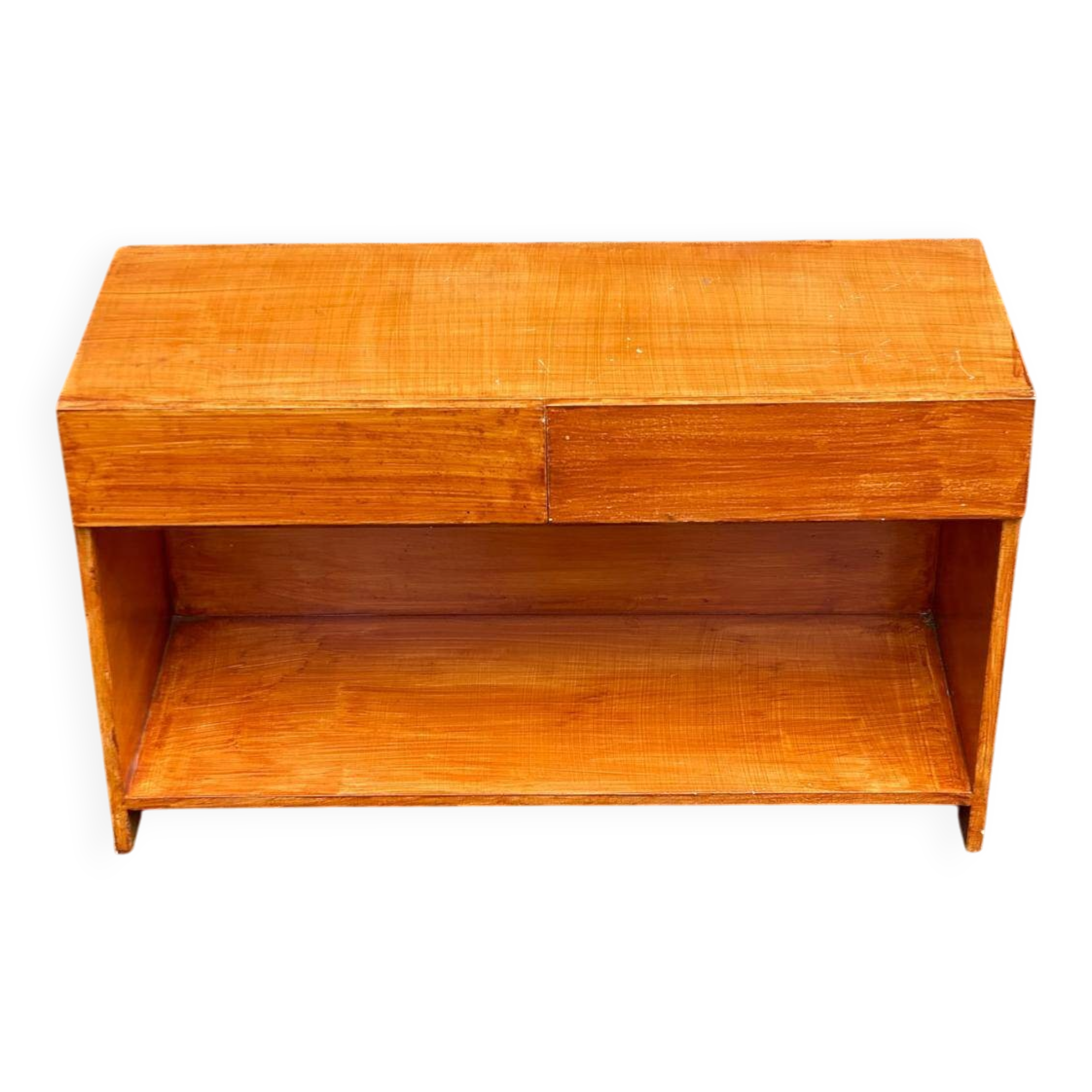 Vintage Low TV Unit Console with 2 Drawers and Niche in Scandinavian Style