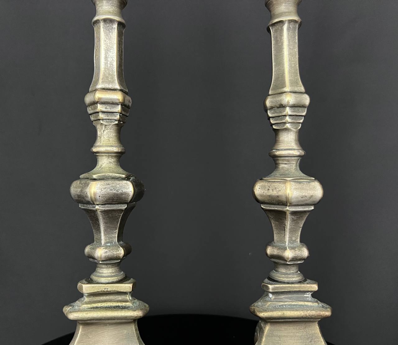 Pair of silver-plated candlesticks
