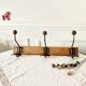 Vintage wood and metal coat hook 3 hooks