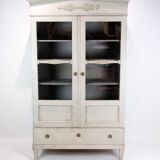 Glass Cabinet From The Gustavian Period Painted In Grey From 1810s