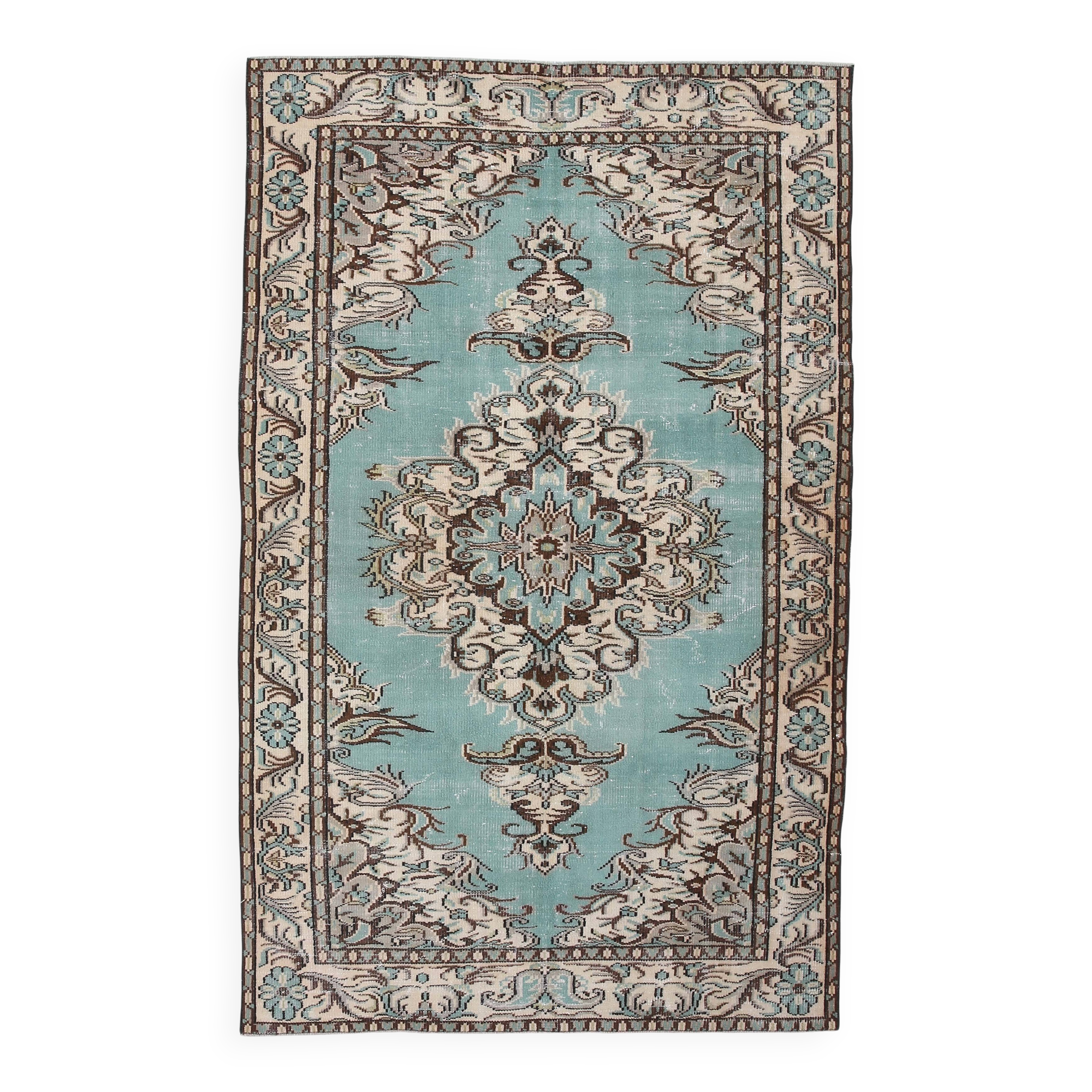 6x9 Teal Green & Brown Persian Rug, 173x270Cm