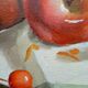 Table Oil Still Life Fruits Cherries Apples and Jug signed***framed***