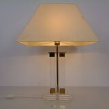 Hollywood Regency Acrylic Glass & Brass Table Lamp, Italy, 1970s