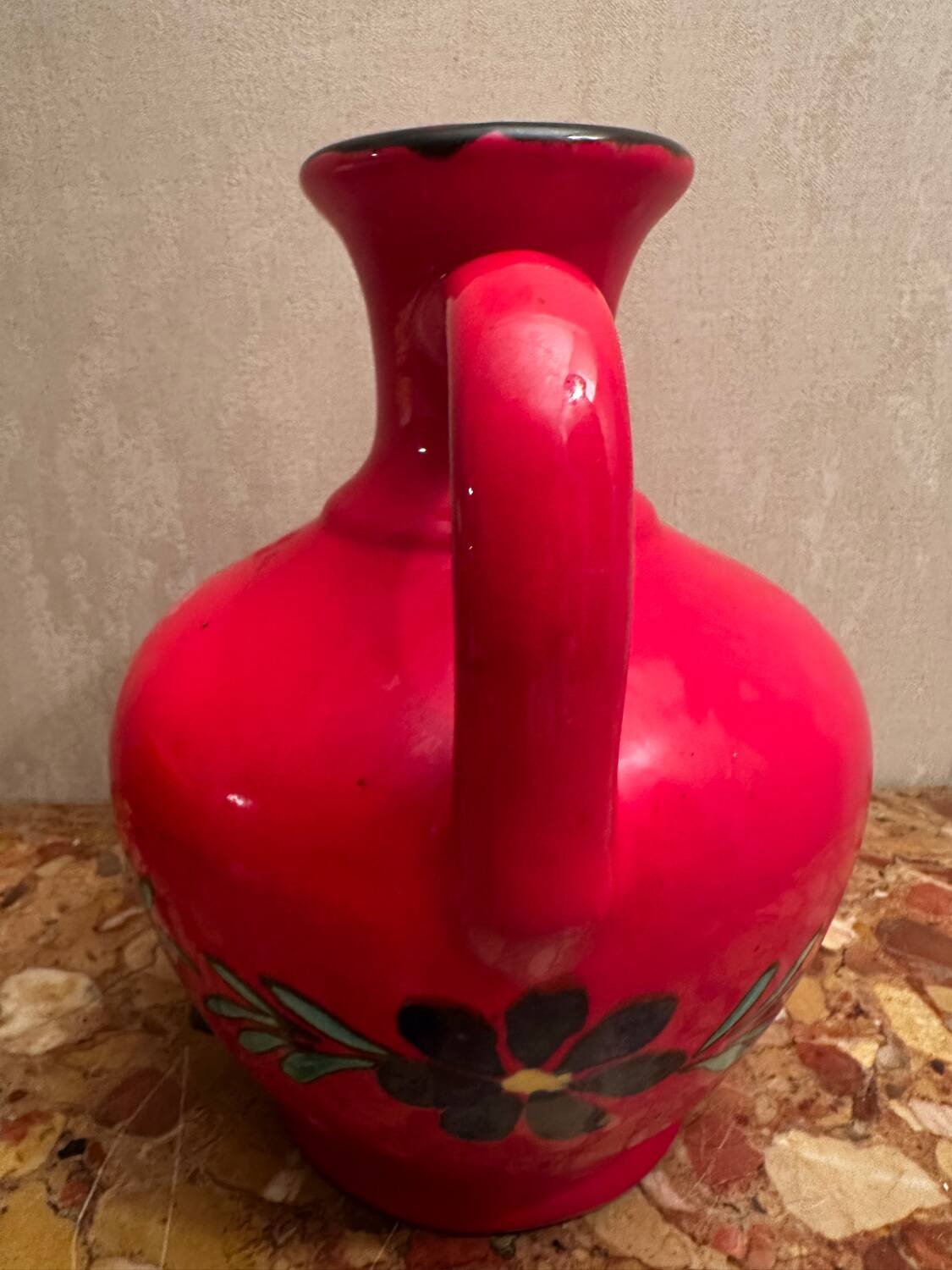 Vintage 1960s ceramic amphora vase H 27 cm