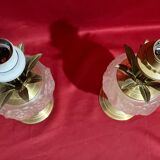 Pair of glass and brass lamp bases, "Maison Le Dauphin", "Daumes" model, 1980s
