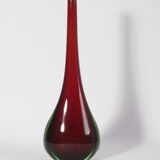 Sommerso drop vase in red and green, Murano 1950